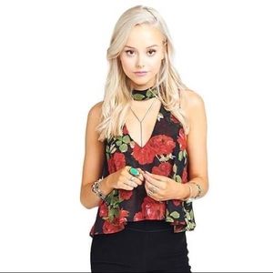MUMU Casey Collar Top~ budding rosemance
